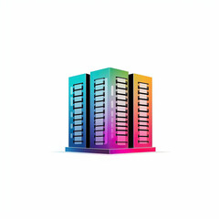 ai generated illustration of modern  server tower with rgb lighting elements.