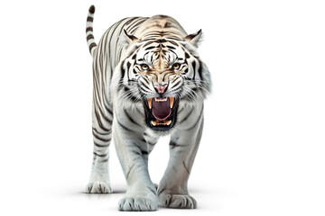 Fierce white Tiger isolated on white background