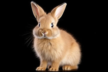Obraz premium Cute little rabbit healthy isolated on dark background