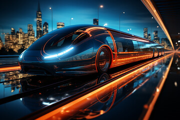 Hyperloop train, background of a magnetic levitation train, the fastest train in the future, High...