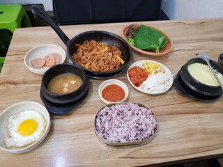 Korean food set on the table