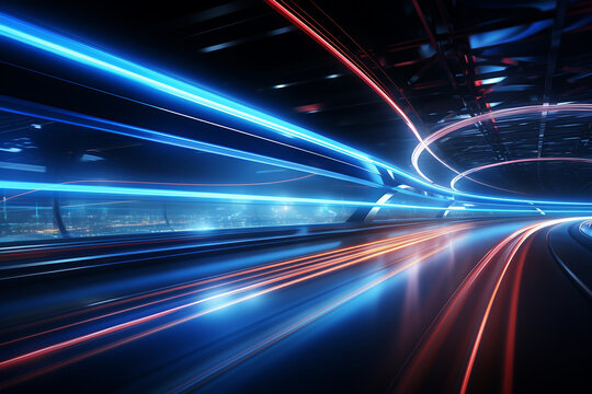 Hyperloop train, background of a magnetic levitation train, the fastest train in the future, High speed rail travel