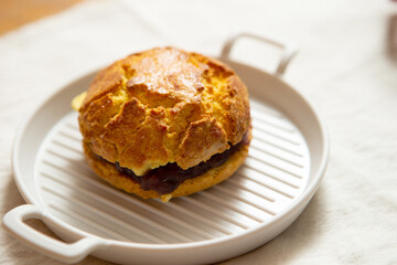 Red bean scones on a plate