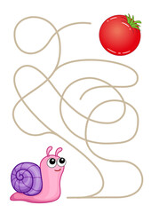 Maze game for children. Help a snail to find a correct way