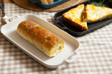Cream bread on a plate