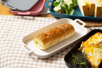 Cream bread on a plate