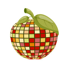 Apple disco ball. Template for poster, invitation, congratulations.