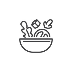 Vegetable salad bowl line icon