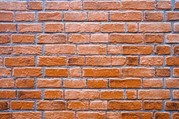 Brick wall, antique old grunge brown red texture wide panorama background.