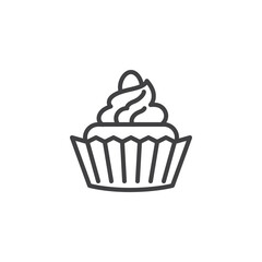 Cupcake with whipped cream line icon