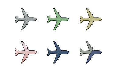 illustration of a set of airplanes icon symbol