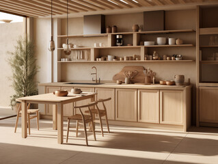 3d Kitchen Japandi Style Interior