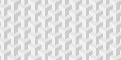 Fototapeta na wymiar Seamless geometric pattern abstract background. abstract cubes geometric white and gray color hexagon technology background. digital cube honeycomb Front view of white texture for background.