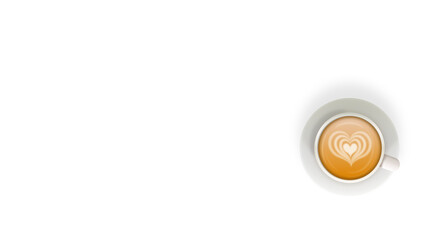 Cup of coffee. Copy space. Top view