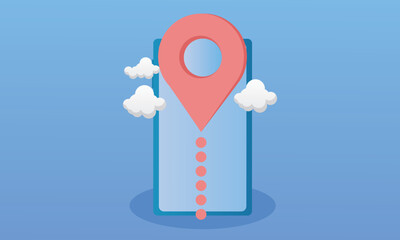 GPS Navigation.on blue background.Vector Design Illustration.