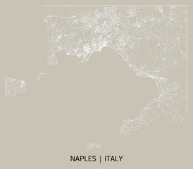 Naples (Campania, Italy) street map outline for poster, paper cutting.