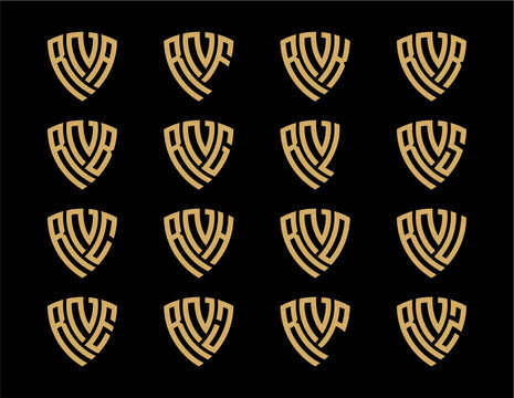 RNA, RNB, RNC, RNE, RNF, RNG, RNH, RNJ, RNK, RNL, RNO, RNP, RNR, RNS, RNU, RNZ creative letter shield logo design vector icon illustration