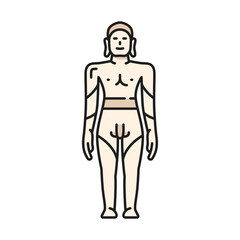 Gommateshwara statue in India isolated Jainism religion icon. Vector Buddhism giant statue, historical cultural tourist landmark
