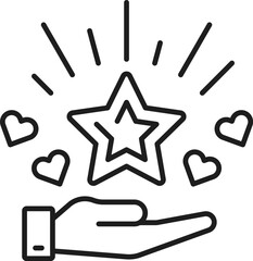 Brand recognition icon of SEM search engine marketing and content management, vector pictogram. Brand recognition symbol of rank star for web search engine advertising strategy and marketing goals