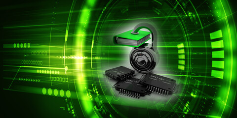 3d rendering lock protected microchips
