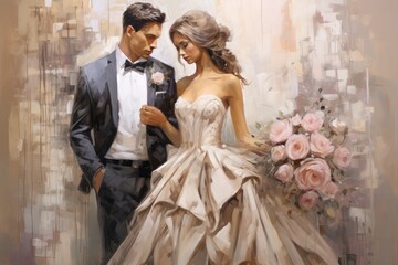 Fototapeta premium Vintage Elegance: Moments of Love and Romance in Wedding Bliss