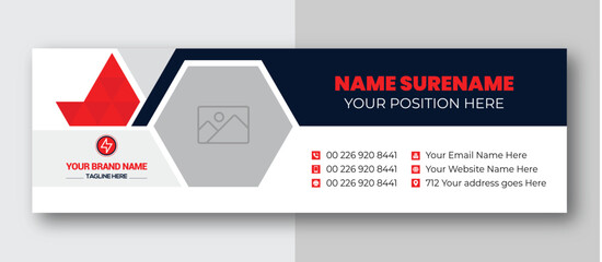 Creative business email signature template or email footer and personal social media cover Premium Vector