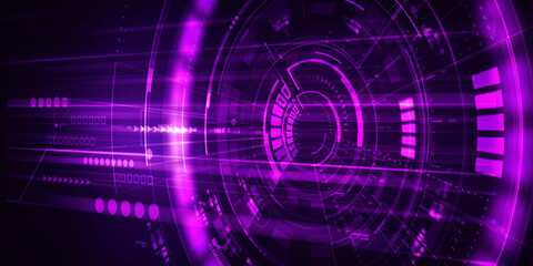 2d illustration Abstract futuristic electronic circuit technology background
