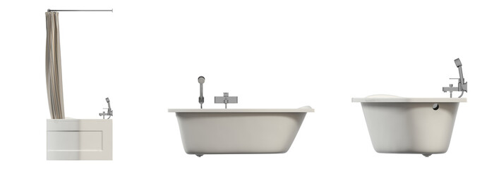 bathtub isolated on a transparent background, 3D illustration, and a CG render

