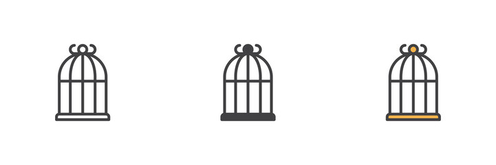 Bird cage different style icon set