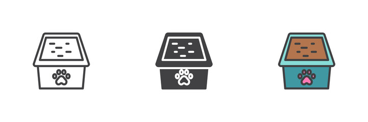 Cat litter box different style icon set