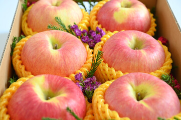beautiful apple in the box on white background