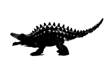 Fototapeta premium black dinosaur silhouette isolated on white background, model of dinosaurs toys