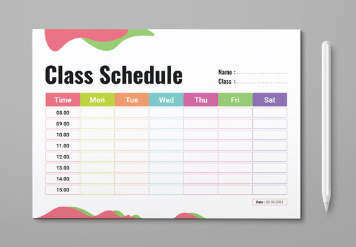 Class Schedule Design Template