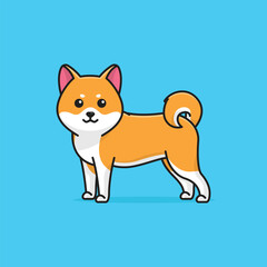 Cute akita simple cartoon vector illustration dog breeds nature concept icon isolated