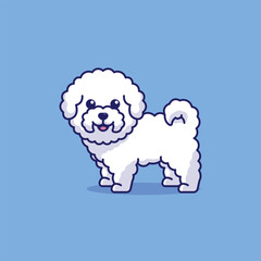 Cute bichon frise simple cartoon vector illustration dog breeds nature concept icon isolated