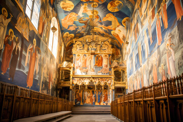 Naklejka premium Byzantine mural painting in an orthodox church