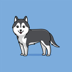 Cute siberian husky simple cartoon vector illustration dog breeds nature concept icon isolated