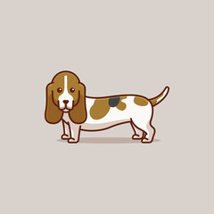 Cute basset hound simple cartoon vector illustration dog breeds nature concept icon isolated