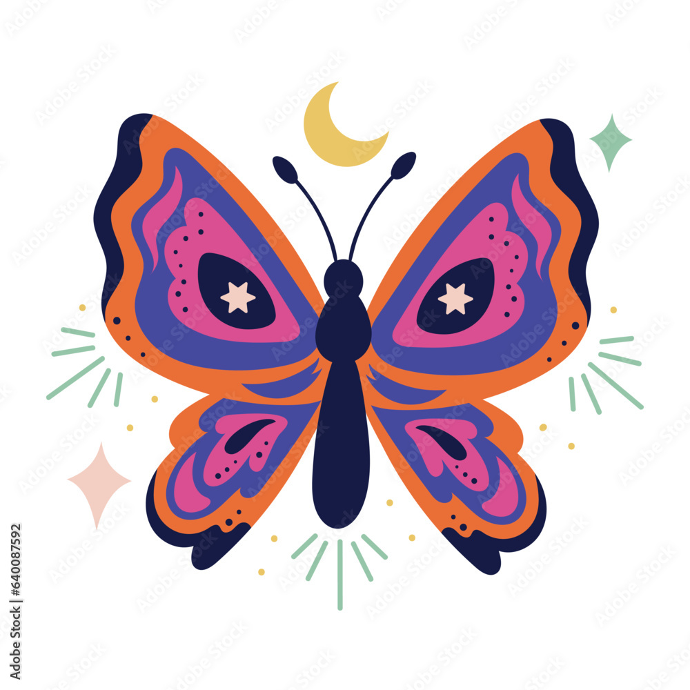 Sticker esoteric magic butterfly icon