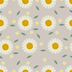 Fototapeta na wymiar Floral pattern daisy flower with violet background color illustration vector design