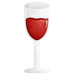 Watercolor Wine Glass Illustration Isolated on Transparent Background