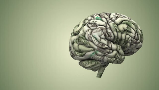 Human brain made out of dollar bills
