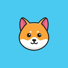 Cute avatar akita head simple cartoon vector illustration dog breeds nature concept icon isolated