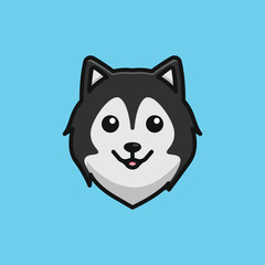 Cute avatar alaskan malamute head simple cartoon vector illustration dog breeds nature concept icon isolated