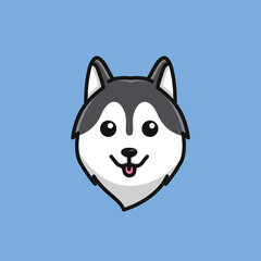 Cute avatar siberian husky head simple cartoon vector illustration dog breeds nature concept icon isolated