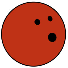 Bowling ball simple flat drawing, red