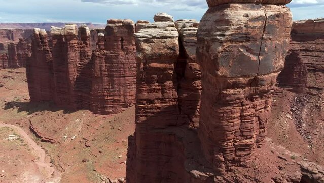 August 2023 - 4K Aerial of the Needles in Canyonlands National Park, Utah, USA