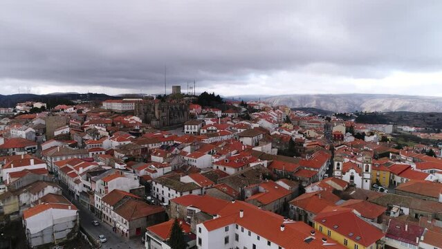 Cathedral and City of Guarda in Portugal Aerial View