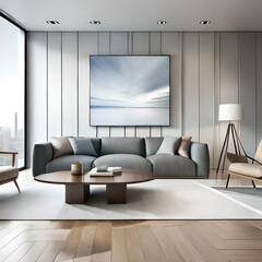 A grand white canvas in a minimalist room is a focal point that encourages reflection.AI generated