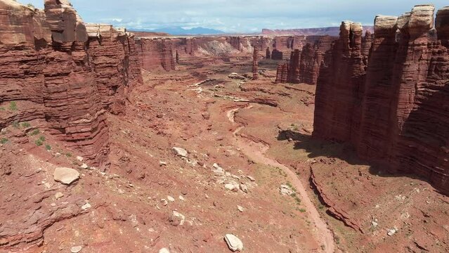 August 2023 - 4K Aerial of the Needles in Canyonlands National Park, Utah, USA